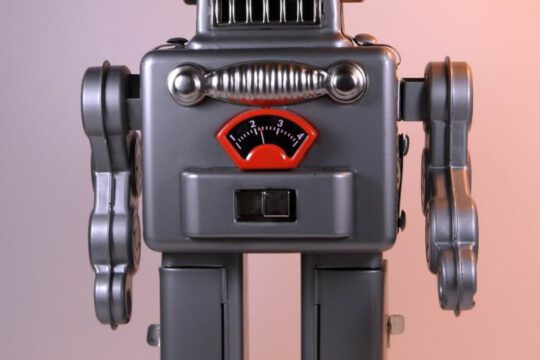 Repro Smoking Spaceman Robot – Ha Ha Toy – Silver - Front